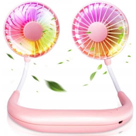 More about Pyzl Handfreier tragbarer Ventilator Mini-USB-wiederaufladbarer Aromatherapie-Kragenventilator mit Doppelwindkopf 3 Geschwindigk