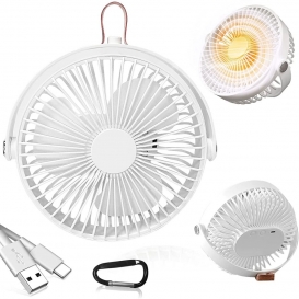 More about Pyzl USB-Ventilator, Tischventilator mit LED-Licht, wiederaufladbar mit Haken und 1/4-Zoll-Schraube, tragbarer USB-Ventilator, l