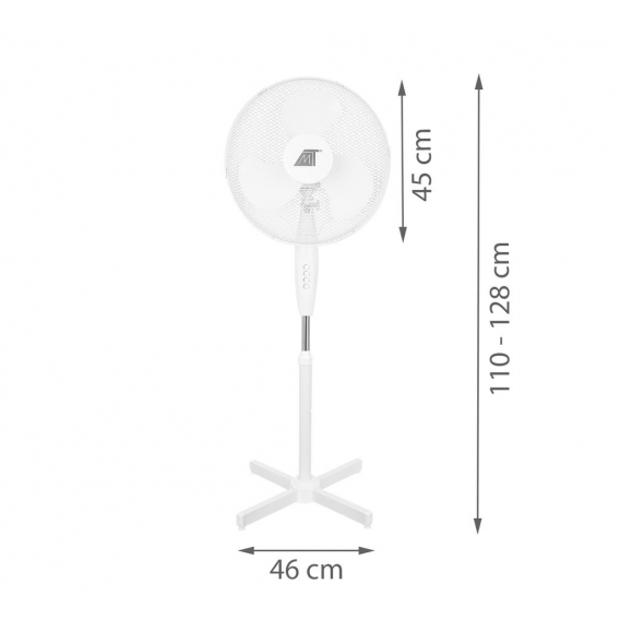 Standventilator 45 cm 3 Geschwindigkeitsstufen verstellbar oszillierend 10337