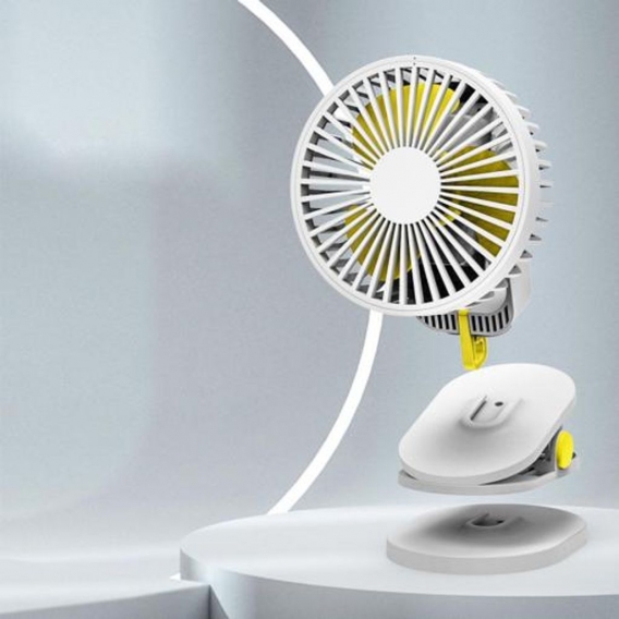 Niedlicher Schreibtischventilator Clip-on-Lüfter Kühlventilator 3-Gang-USB-Aufladung Persönlicher Ventilator 3 Flügel Leise für 