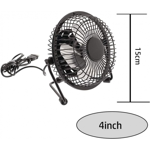 AcserGery USB-Lüfter, USB-Lüfter aus Metall, 4 Zoll, leiser Mini-Lüfter, tragbarer Lüfter, perfekt für Notebook, Laptop, PC, Sch