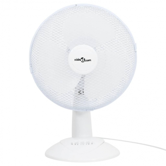 [ BEST SELLER ] Tischventilator 3 Geschwindigkeiten 30 cm 40 W Weiß TOP-MARKT