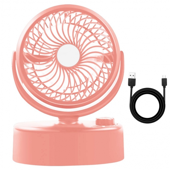 Tischventilator Klein Automatisch Oszillierend, Tragbarer Kleiner Leiser Desktop Fan, Aufladbar mit USB und Batterien für Aktivi