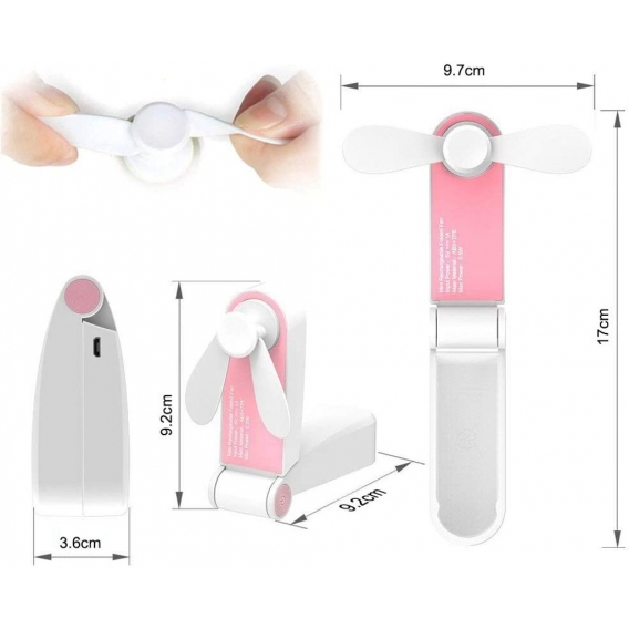 AcserGery Faltbarer Mini-Taschenventilator, Tischventilator, USB-wiederaufladbarer tragbarer kleiner Ventilator, Mini-Ventilator