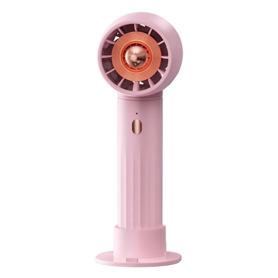 Tragbar USB Turbo Handventilator Mit Halterung, Groß Luftvolumen Stiller Fan, 14.9x5.2x5.2cm, Rosa