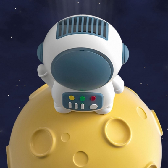 Astronaut Mini USB Lüfter Schlüsselanhänger 2 In 1, Handlich Blattloser Lüfter, 2 Wind Geschwindigkeit Handventilator, Grau