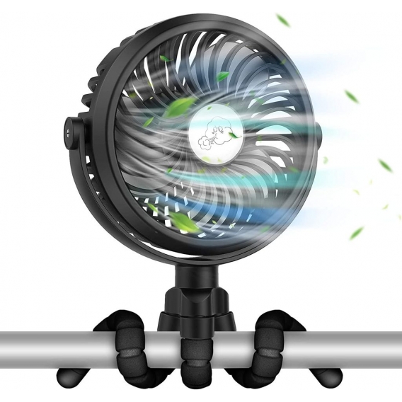 USB Ventilator Leise Handventilator Mini Fan Mit 3 Geschwindigkeiten/ 720°Verstellbar/ LED-Lichts, über 10h Akkulaufzeit für Kin