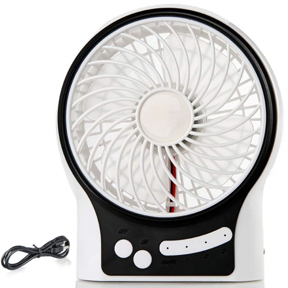 Mini Desktop USB Ventilator Personal Fan mit 1800 mAh aufladbarer Batterie Akku LED-Licht Beweglicher 3 einstellbare Geschwindig