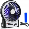 Mini Desktop USB Ventilator Personal Fan mit 1800 mAh aufladbarer Batterie Akku LED-Licht Beweglicher 3 einstellbare Geschwindig