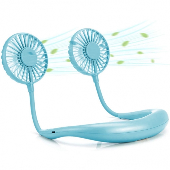 Tragbarer Halsventilator, USB Ventilator mit 2600 mAh Akku / 3 Geschwindigkeiten, 360° Einstellbarer hochflexibler Nackenventila