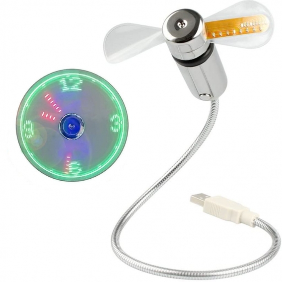USB Clock Fan,Mini Schwanenhals USB Ventilator Lüfter Programmierbare with Real Time Display Function Flexible Fan for PC Laptop