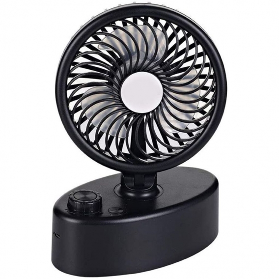 Tischventilator Klein Automatisch Oszillierend, Tragbarer Kleiner Leiser Desktop Fan, Aufladbar mit USB und Batterien für Aktivi