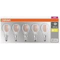 OSRAM LED BASE CLASSIC P 40 FS Warmweiß Filament Klar E14 Tropfen 5er Pack