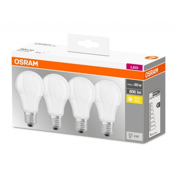 OSRAM LED BASE CLASSIC A 60 FS K Warmweiß SMD Matt E27 Glühlampe 4er Pack