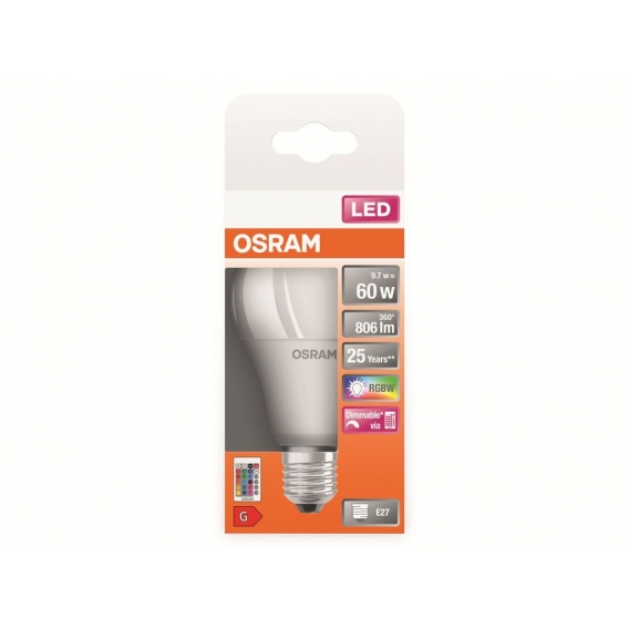 OSRAM STAR + Standard-LED-Lampe RGBW-Kühlkörper - 9 W-Äquivalent 60 W E27 - Warmweiß