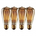 Edison Vintage Glühbirne, 4 Pack E27 ST64 Edison Glühbirne Warmwiess 40W 220V