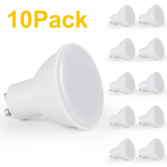 SUNNEST GU10-LED GU10-LED-warm-weiss,Sunnest GU10 LED Lampe 10 Pack ersetzt 6W, GU10, warmweiß (2700 Kelvin), 345 Lumen, Reflekt