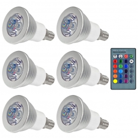 More about 6 Stück 3W RGB LED Reflektorlampe E14 LED Farbige Licht Leuchtmit RGB LED Leuchtmittel Dimmbar mit Fernbedienung, ersetzt 20W, 6