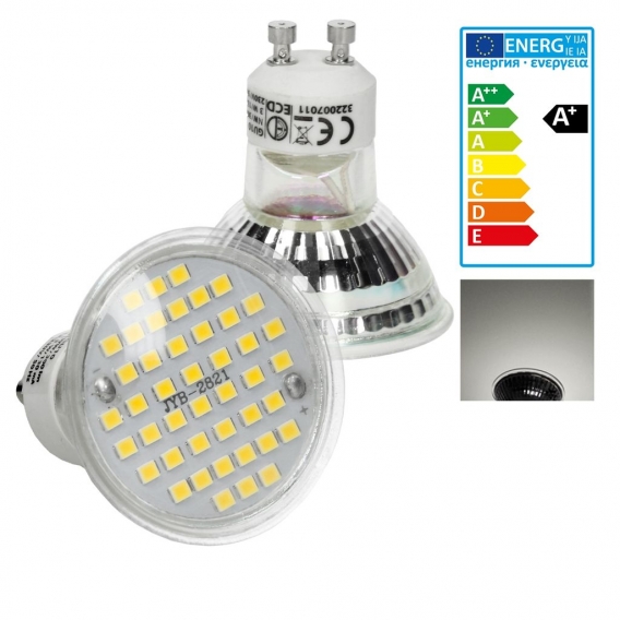 ECD Germany 10er Set LED Spot Lampe GU10 44SMD 3W - ersetzt 25W Glühbirne - aus Glas - 251 lumen - NeutralWeiß 4000K - Leuchtmit