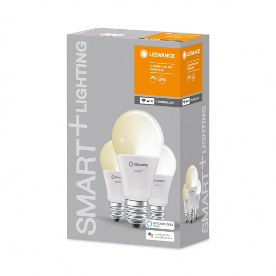 LEDVANCE SMART+ LED CLASSIC A 60 BOX K DIM Warmweiß WiFi Matt E27 Glühlampe 3er Pack