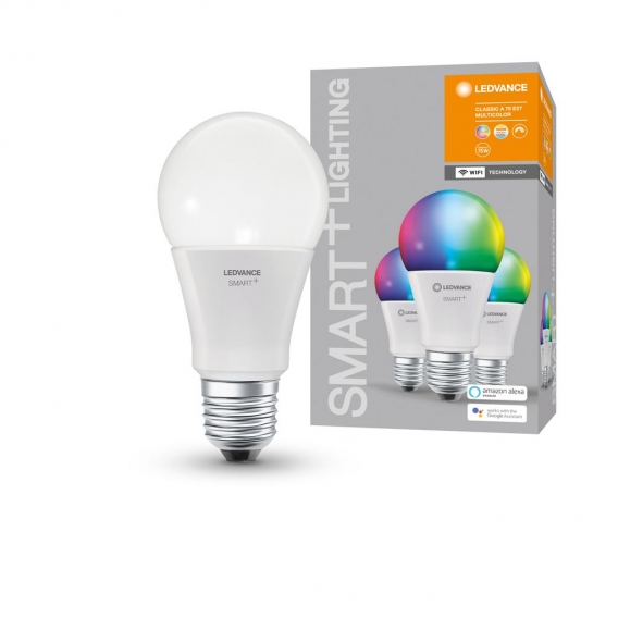 LEDVANCE SMART+ LED CLASSIC A 75 BOX K DIM RGBW WiFi Matt E27 Glühlampe 3er Pack