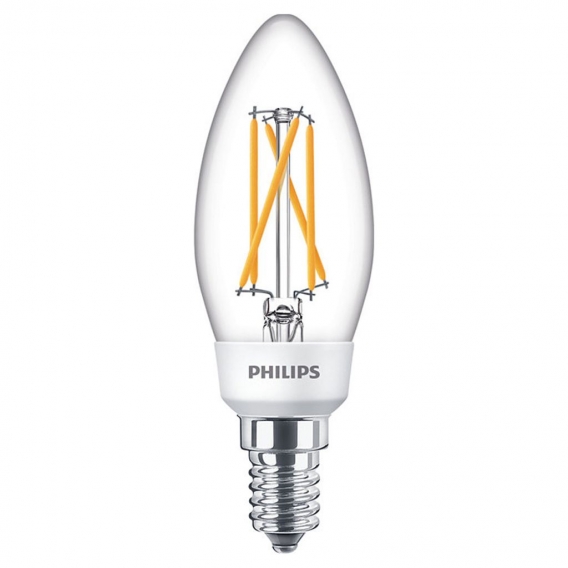 Philips LED SceneSwitch Lampe ersetzt 40W, E14, Kerze - B35, klar, 470lm, Dimmen ohne Dimmer, 1er Pack