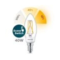 Philips LED SceneSwitch Lampe ersetzt 40W, E14, Kerze - B35, klar, 470lm, Dimmen ohne Dimmer, 1er Pack