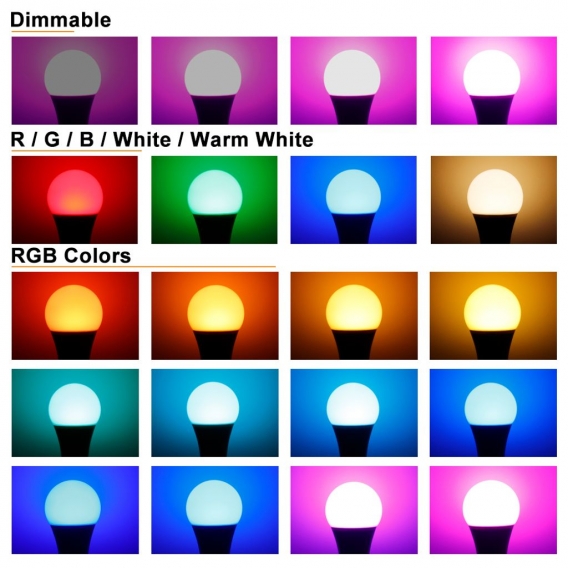 4 Stück 15W E27 LED Glühbirne 16 Farben Dimmbar RGBWW Birne Leuchtmittel mit Fernbedienung