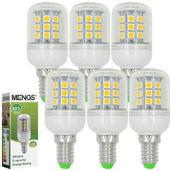 6x MENGS E14 5W＝40W LED Mais Glühbirne 350LM AC 220-240V Warmweiß Lampe