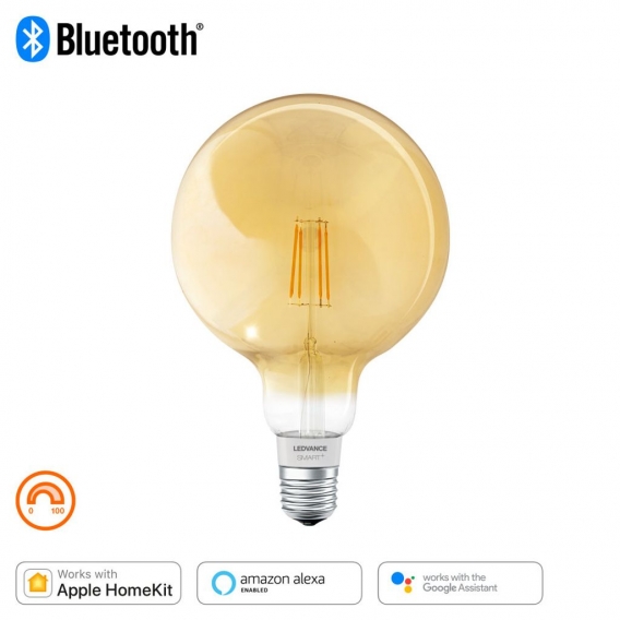 LEDVANCE SMART+ LED CLASSIC GLOBE 125 45 FS DIM Warmweiß Bluetooth Gold E27 Kugel