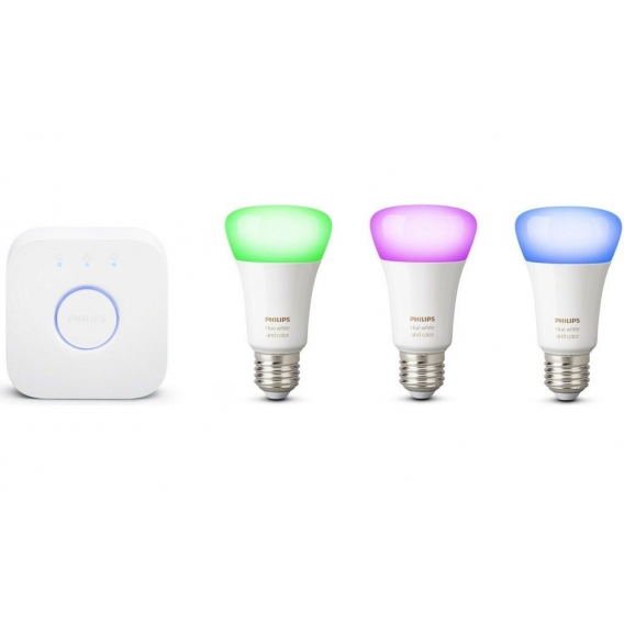 Philips Hue White and Color Ambiance LED Starter Kit 3xE27 + Bridge Bluetooth weiss 0MB