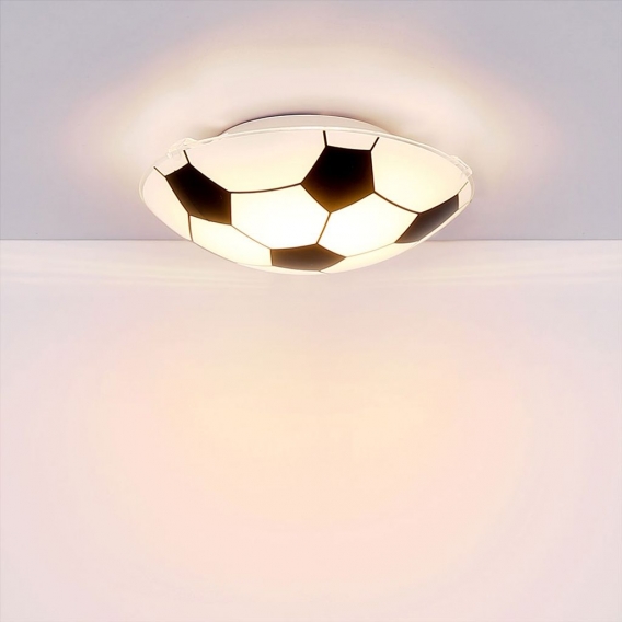 RGB LED Deckenlampe, Fußball-Design, Glas, schwarz weiß, LEMMI