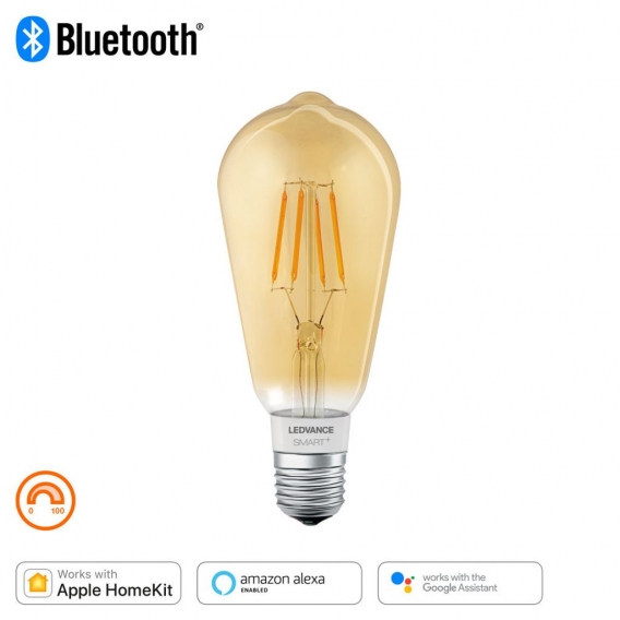 LEDVANCE SMART+ LEDISON 45 FS DIM Warmweiß Bluetooth Gold E27 Glühlampe