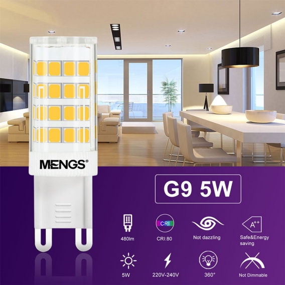 10 Stück G9 LED Lampe 480lm LED Brine 5W LED Licht Ersatz 40W Halogenlampen 6000K Kaltweiß 360 ° Abstrahlwinkel CRI＞80, AC 220-2