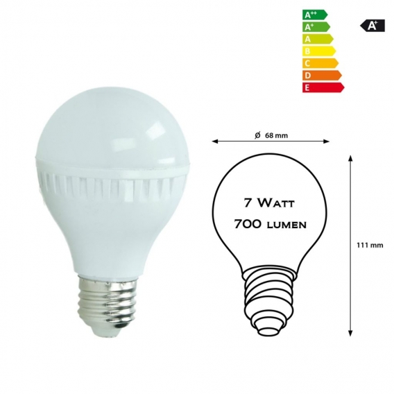 ECD Germany 12er Pack E27 LED Lampe Birne 7W - AC 220-240V - 458 Lumen - 270° Abstrahlwinkel - Kaltweiß 6000K - ersetzt 55W Glüh