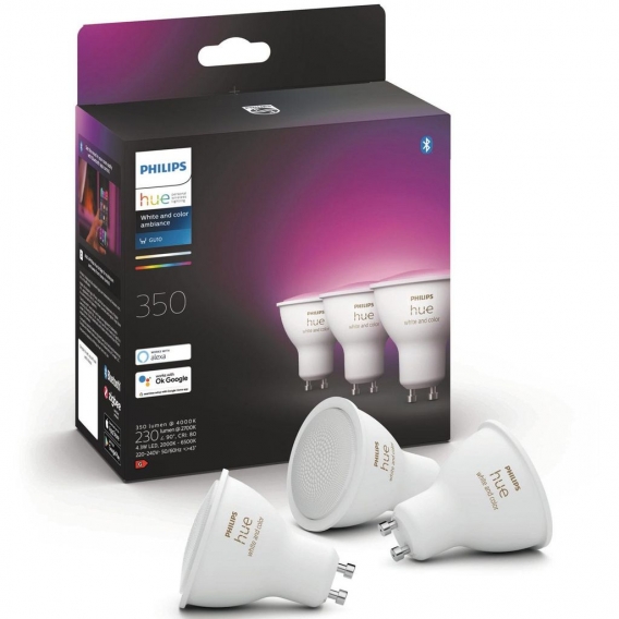 Philips Hue Bluetooth White & Color Ambiance LED GU10 4,3W 350lm Dreierpack