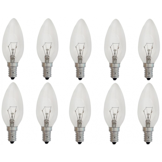 10 Stück Glühlampe Glühbirne Kerze E14 25W 25 Watt klar 230V Leuchtmittel