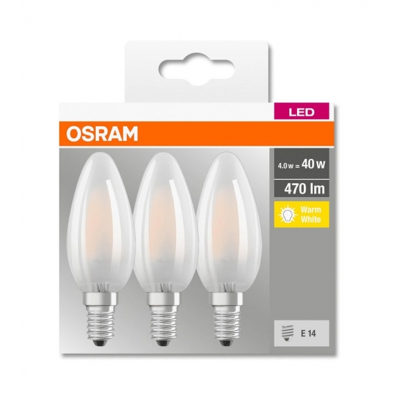 Osram LED Retro Classic B40 Kerze 4W (40W) matt E14 warmweiß 3er-Pack