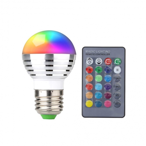 E27 3W LED RGB Licht Birne Glühbirne Farbwechsel Lampe Leuchtmittel mit Fernbedienung