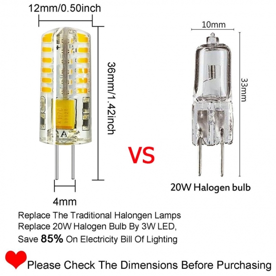 10X G4 3W LED Glühbirne Lampe AC/DC12V Leuchtmittel Ersatz 20W Halogenbirne Warmweiß