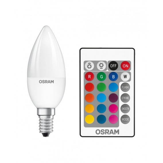 OSRAM LED STAR CLASSIC B 25 BLI K REMOTE RGBW SMD Matt E14 Kerze