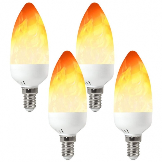 4tlg LED Licht Fackel Feuer Lampe Flammen Effekt Glühbirne Flacker Birne E14  2W