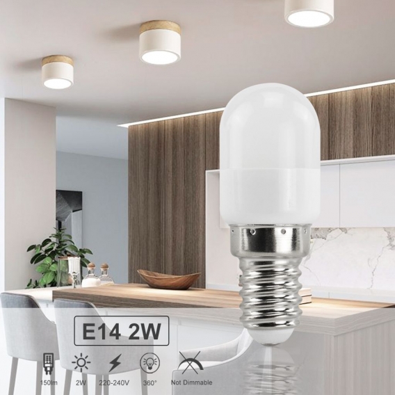 10 Stück E14 2W LED Kühlschrank Birne Lampe AC 220-240V Warmweiß 3000K 8x2835 SMD Mit PC Mantel