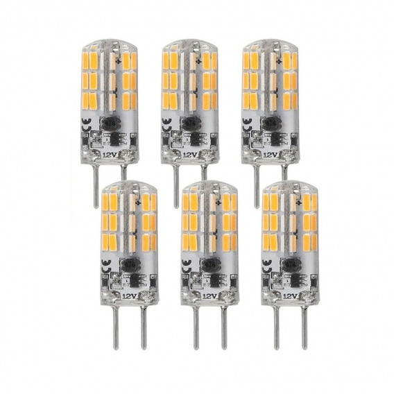 6-er Pack GY6.35 4W LED Lampe 380LM Warmweiß 300K Flimmerfrei LED Licht mit Silikon AC/DC 12V 48X4014 SMD, Ersatz für 30W Haloge