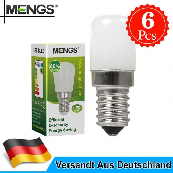 6X MENGS E14 2W LED Leuchtmittel Energiesparlampe 80lm AC 220-240V SMD Brine Warmweiß