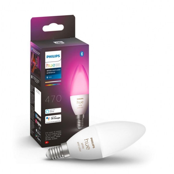 Philips Hue Bluetooth White & Color Ambiance LED E14 5,3W 470lm Einerpack