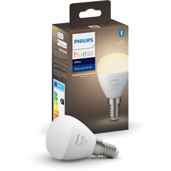 Philips Hue White LED E14 Tropfen P45, 5,7W, 2700 K, dimmbar, Bluetooth, Einzelpack