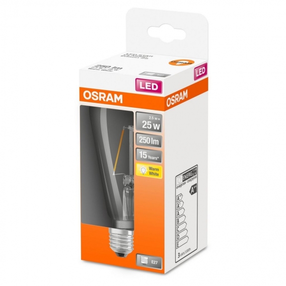 OSRAM LED STAR LEDISON 25 BOX Warmweiß Filament Klar E27 Glühlampe