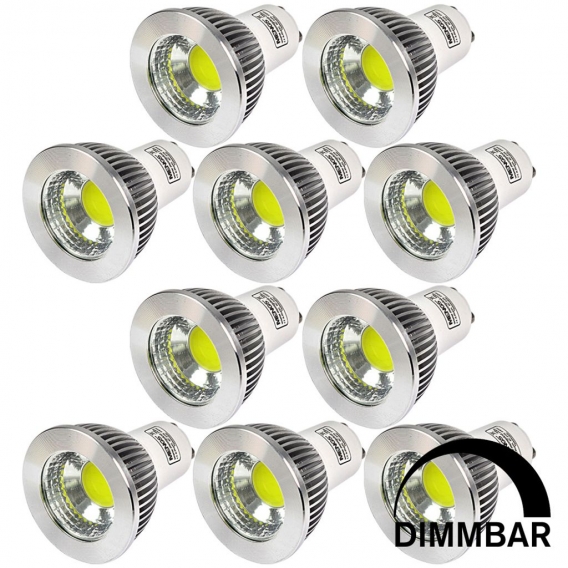 10 Stück Dimmbar GU10 COB LED Rampenlicht Lampe 5W Kaltweiß 6500K AC 220-240V Mit Aluminium Mantel