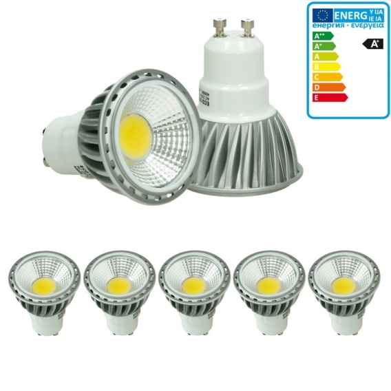 ECD Germany 5er Pack GU10 LED Spot 6W - AC 220-240V - 386 Lumen - 60° Abstrahlwinkel - Kaltweiß 6000K - ersetzt 30W Halogen - ni